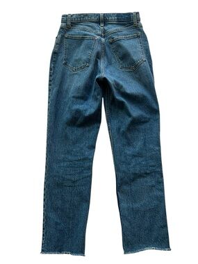 Abercrombie & Fitch Curve Love High Rise 90s Raw Hem Straight Leg Cotton Jeans 4